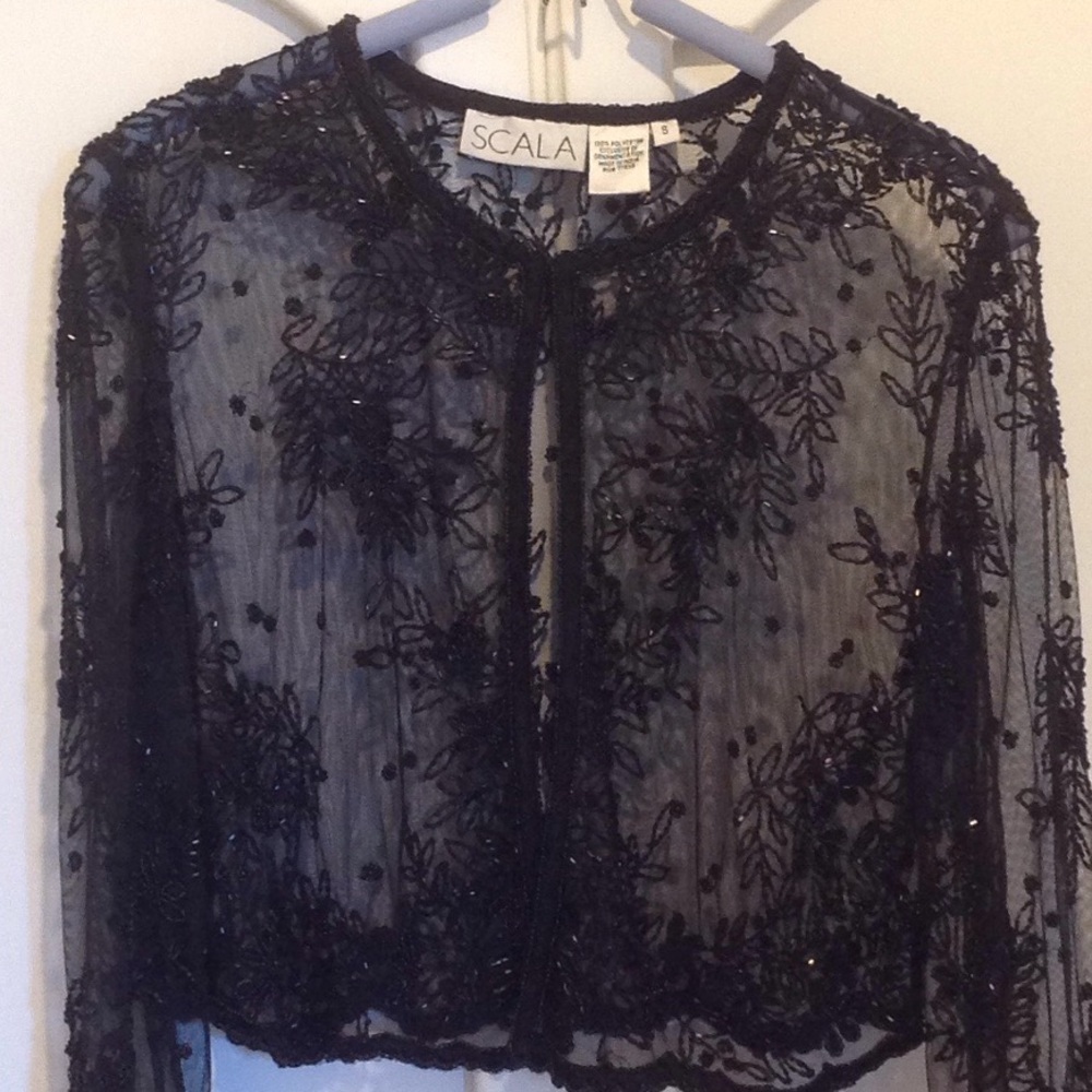 Scala Black Sequin Boho Jacket - image 1